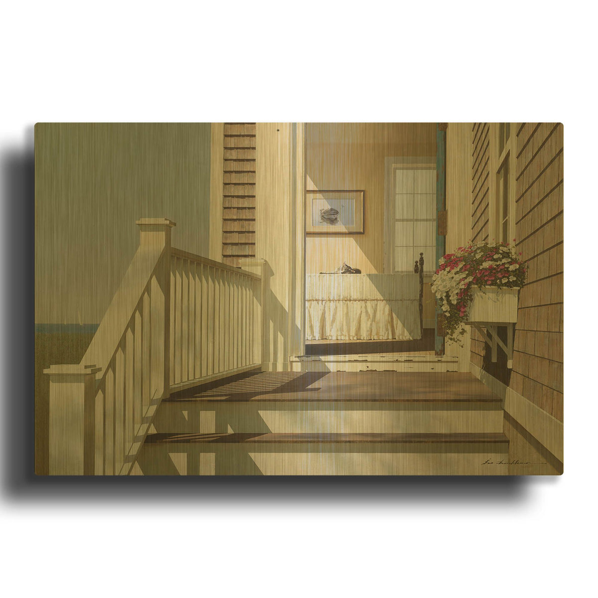 'Bedroom Cat' By Zhen-Huan Lu Gold Metal Wall Art