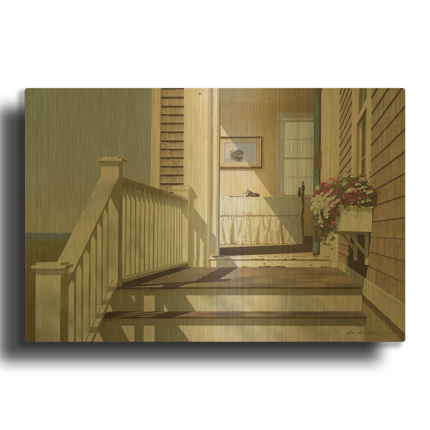 'Bedroom Cat' By Zhen-Huan Lu Gold Metal Wall Art