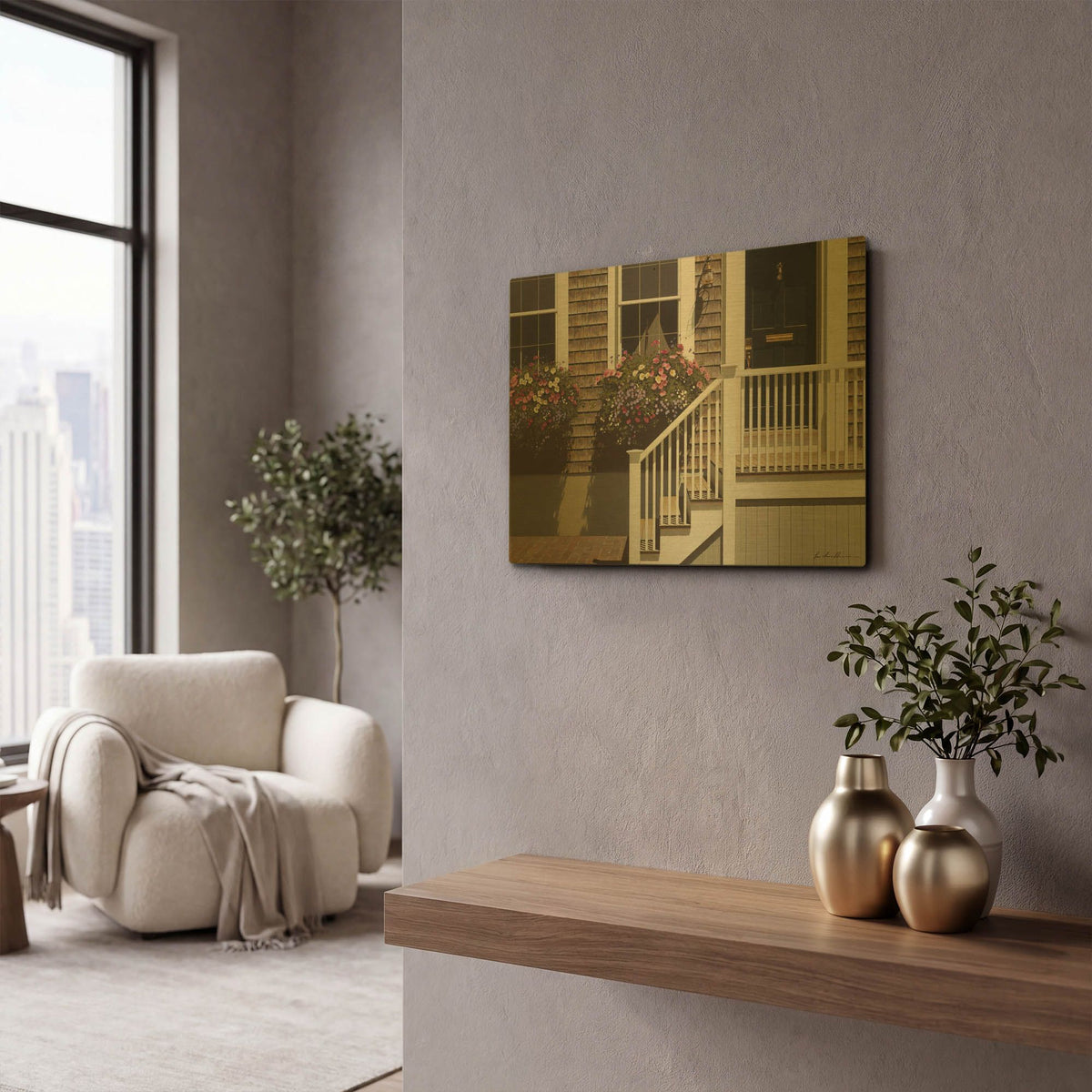 'Home' By Zhen-Huan Lu Gold Metal Wall Art