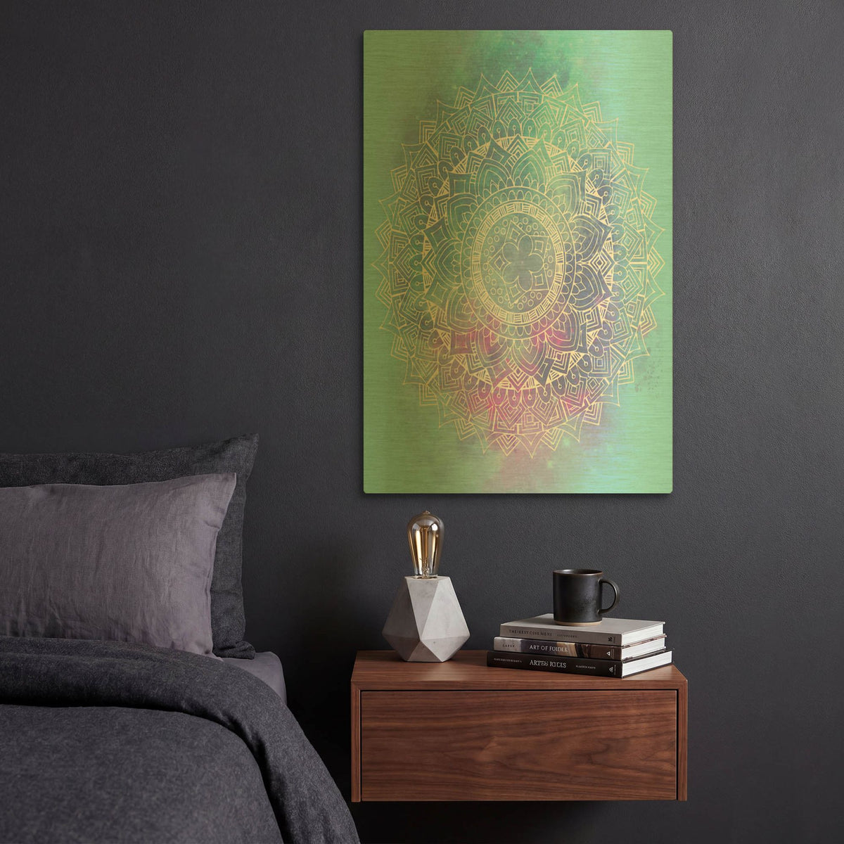 'Blue Mandala' By Sabrina Balbuena Gold Metal Wall Art