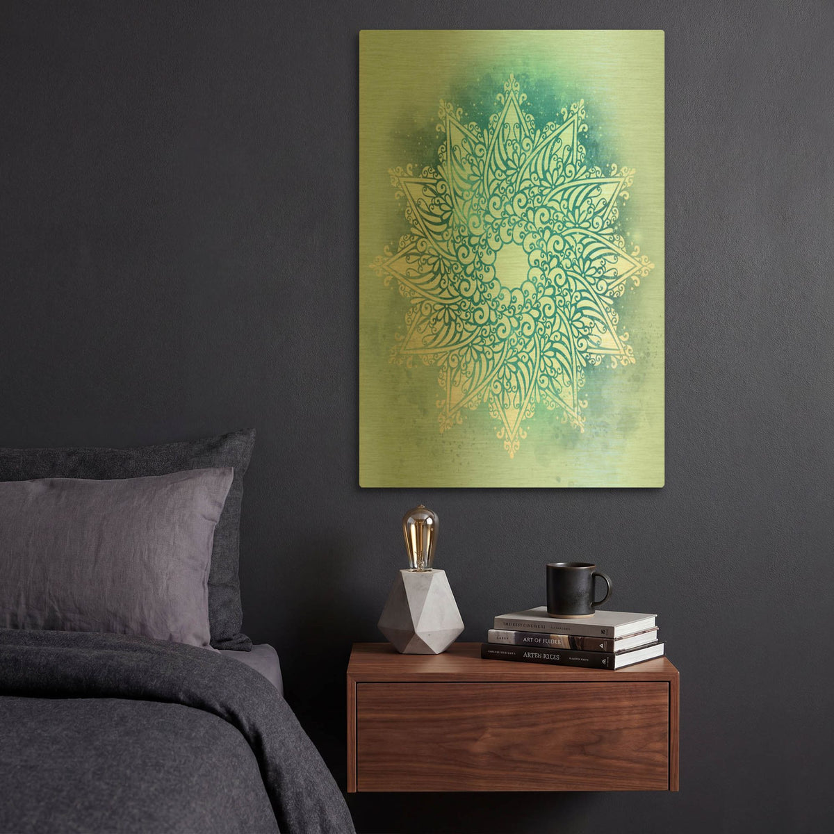 'Blue Mandala Stars' By Sabrina Balbuena Gold Metal Wall Art