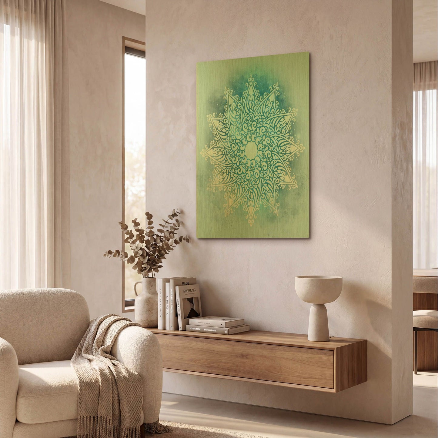 'Blue Mandala Stars' By Sabrina Balbuena Gold Metal Wall Art