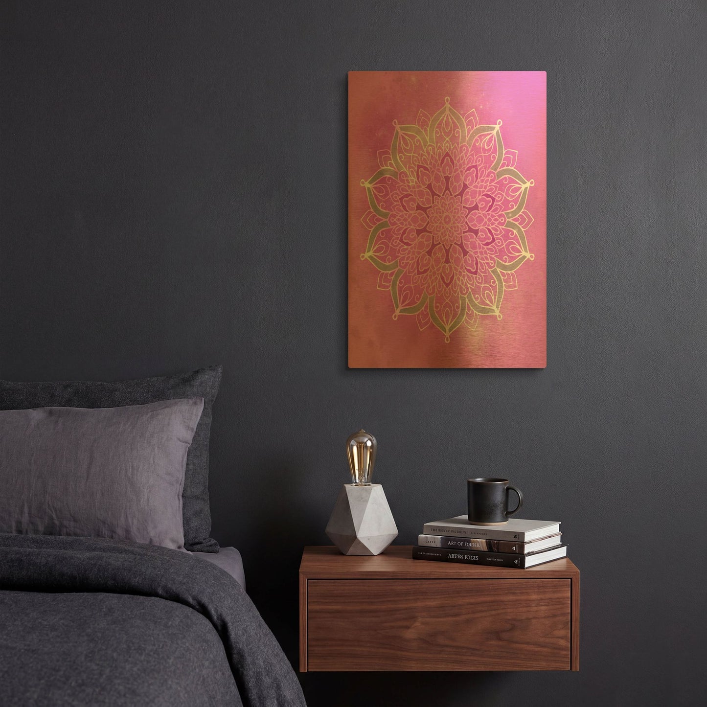 'Purple Mandala Stars' By Sabrina Balbuena Gold Metal Wall Art