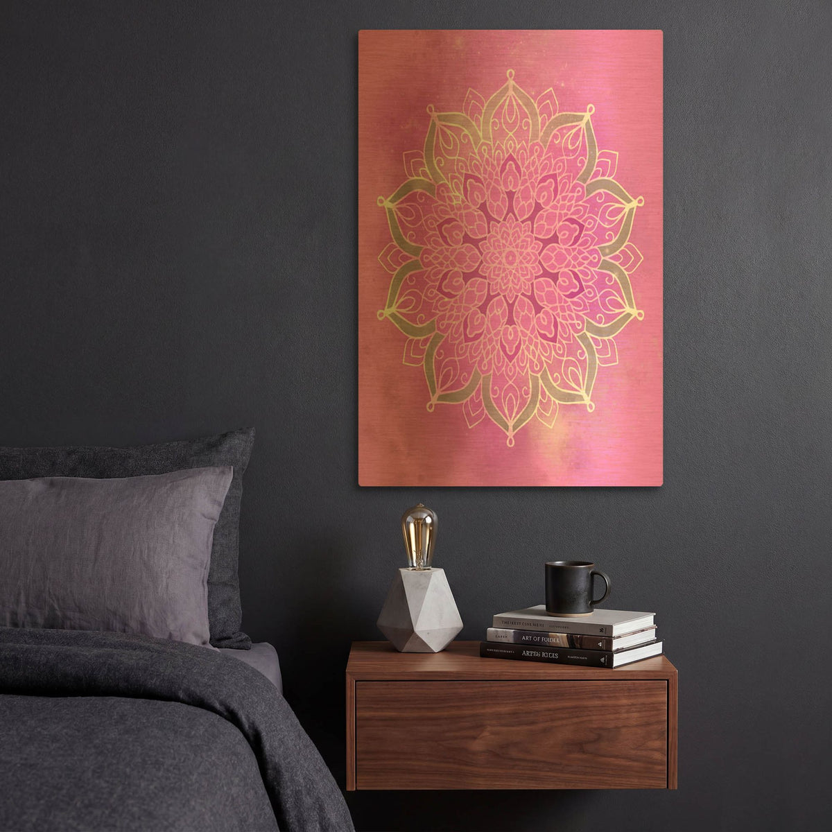 'Purple Mandala Stars' By Sabrina Balbuena Gold Metal Wall Art
