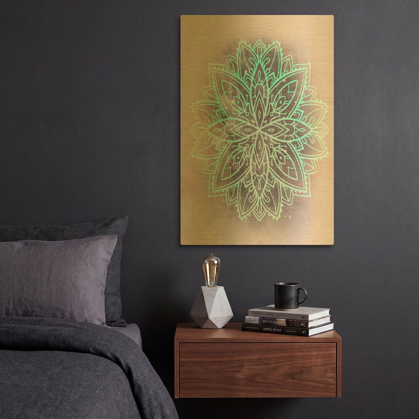 'Mandala Blue Space' By Sabrina Balbuena Gold Metal Wall Art