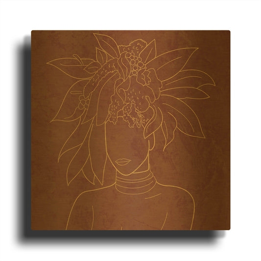 'Africa Live Collection-African Girl' By Sabrina Balbuena Gold Metal Wall Art