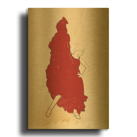 'Spanish Flamenco Woman Dancer' By Sabrina Balbuena Gold Metal Wall Art