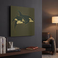 'Sealife Blue And Gold Killer Whales' By Sabrina Balbuena Gold Metal Wall Art