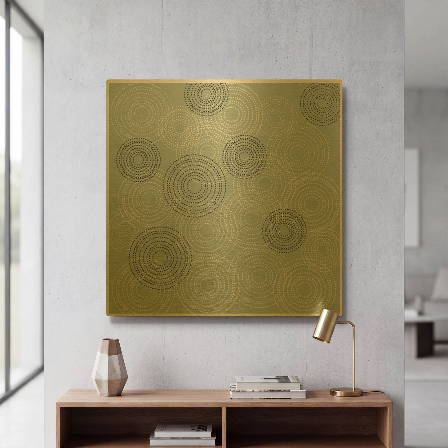 'Blue Abstractred Woven' By Sabrina Balbuena Gold Metal Wall Art