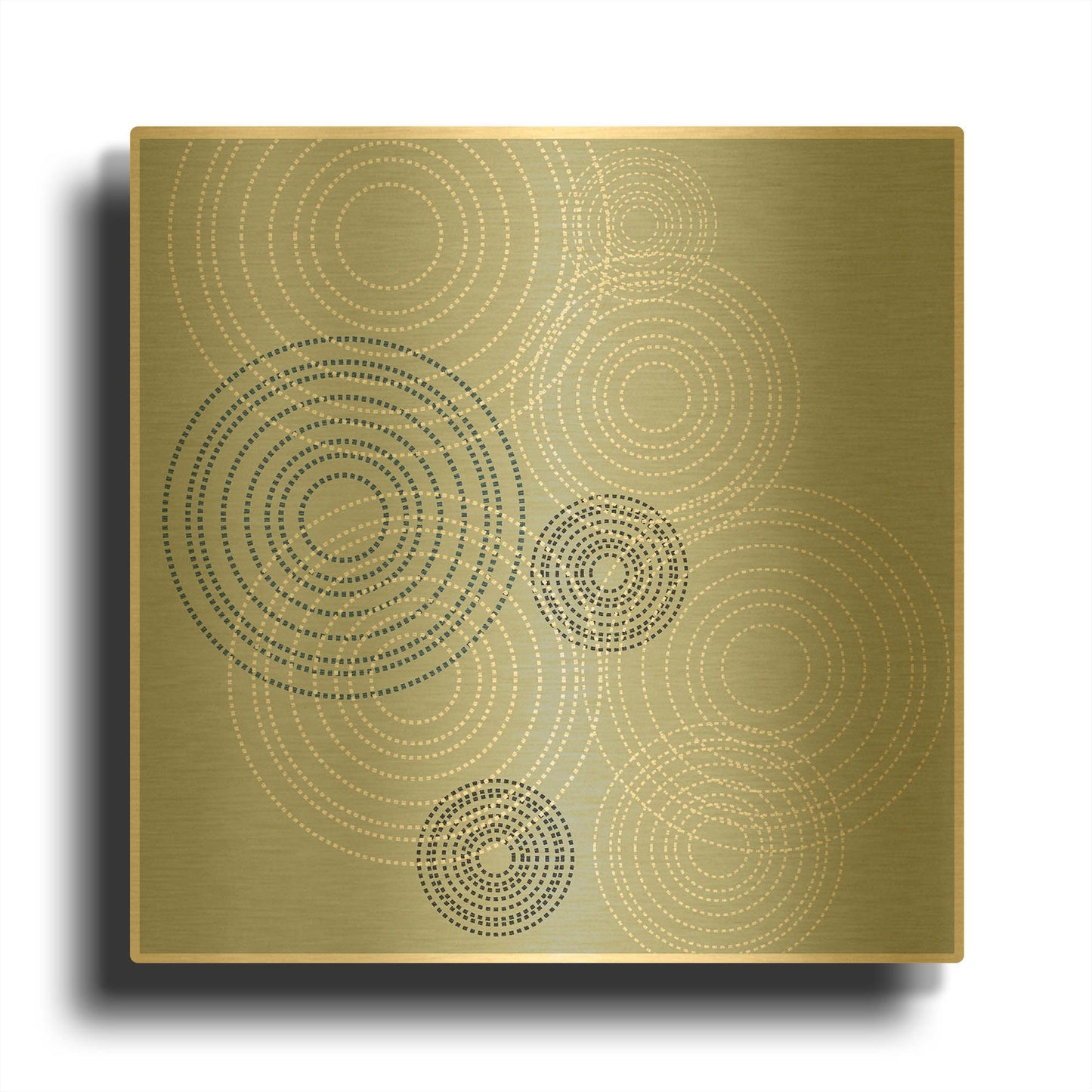 'Blue Big Abstractred Woven Circles' By Sabrina Balbuena Gold Metal Wall Art
