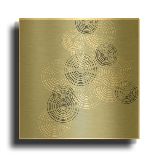 'Blue And White Big Abstractred Woven Circles' By Sabrina Balbuena Gold Metal Wall Art