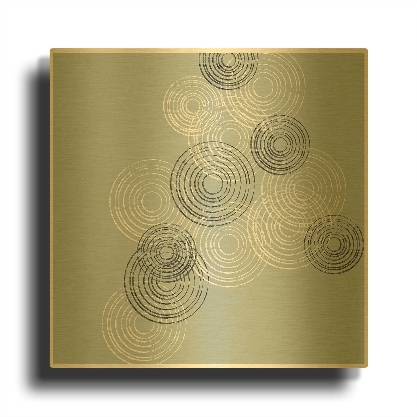 'Blue And White Big Abstractred Woven Circles' By Sabrina Balbuena Gold Metal Wall Art