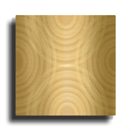 'Blue And White Big Abstractred Woven Circles 2' By Sabrina Balbuena Gold Metal Wall Art