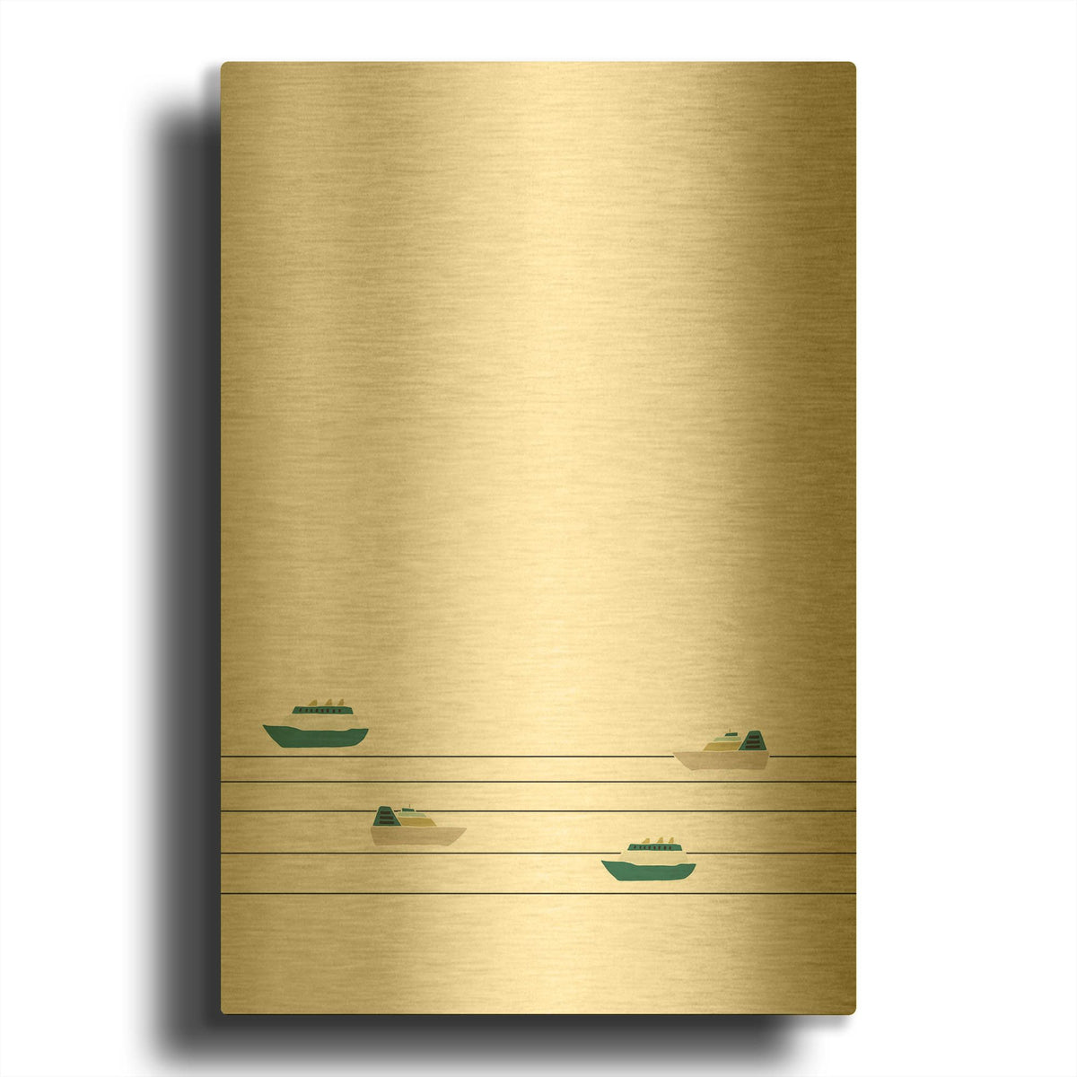 'Nautical Life Boats On The Sea' By Sabrina Balbuena Gold Metal Wall Art