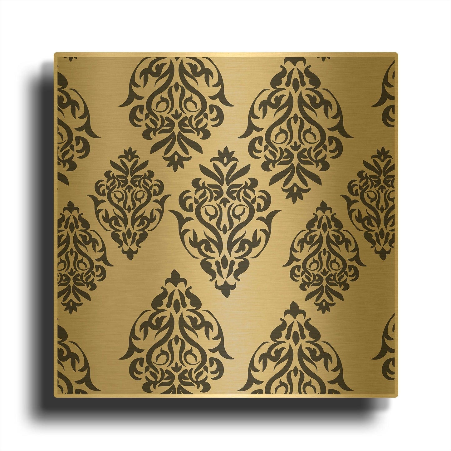 'Hand Drawn Linocut Floral Pattern' By Sabrina Balbuena Gold Metal Wall Art