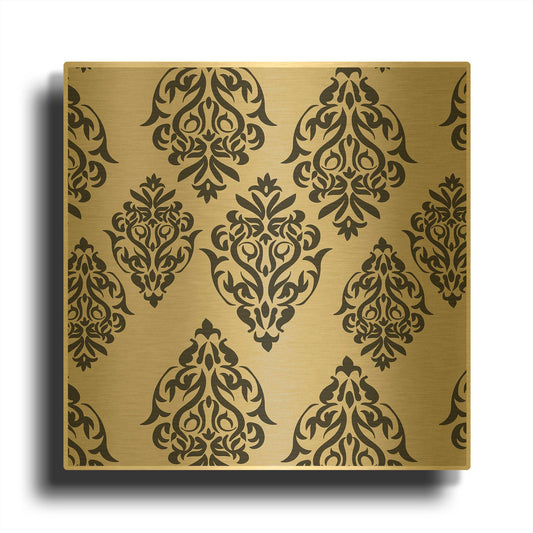 'Hand Drawn Linocut Floral Pattern' By Sabrina Balbuena Gold Metal Wall Art