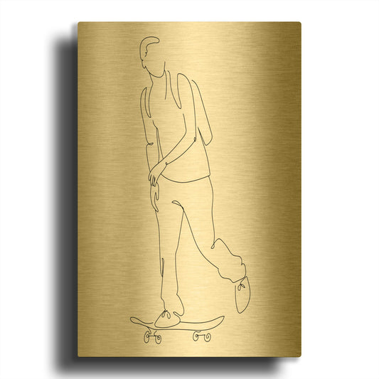 'Skater' By Sabrina Balbuena Gold Metal Wall Art