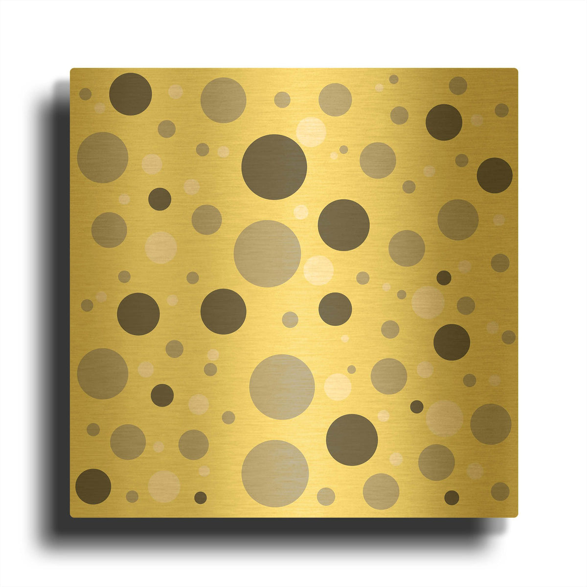 'Fade To Grey Dark And Light Grey And White Dots' By Sabrina Balbuena Gold Metal Wall Art