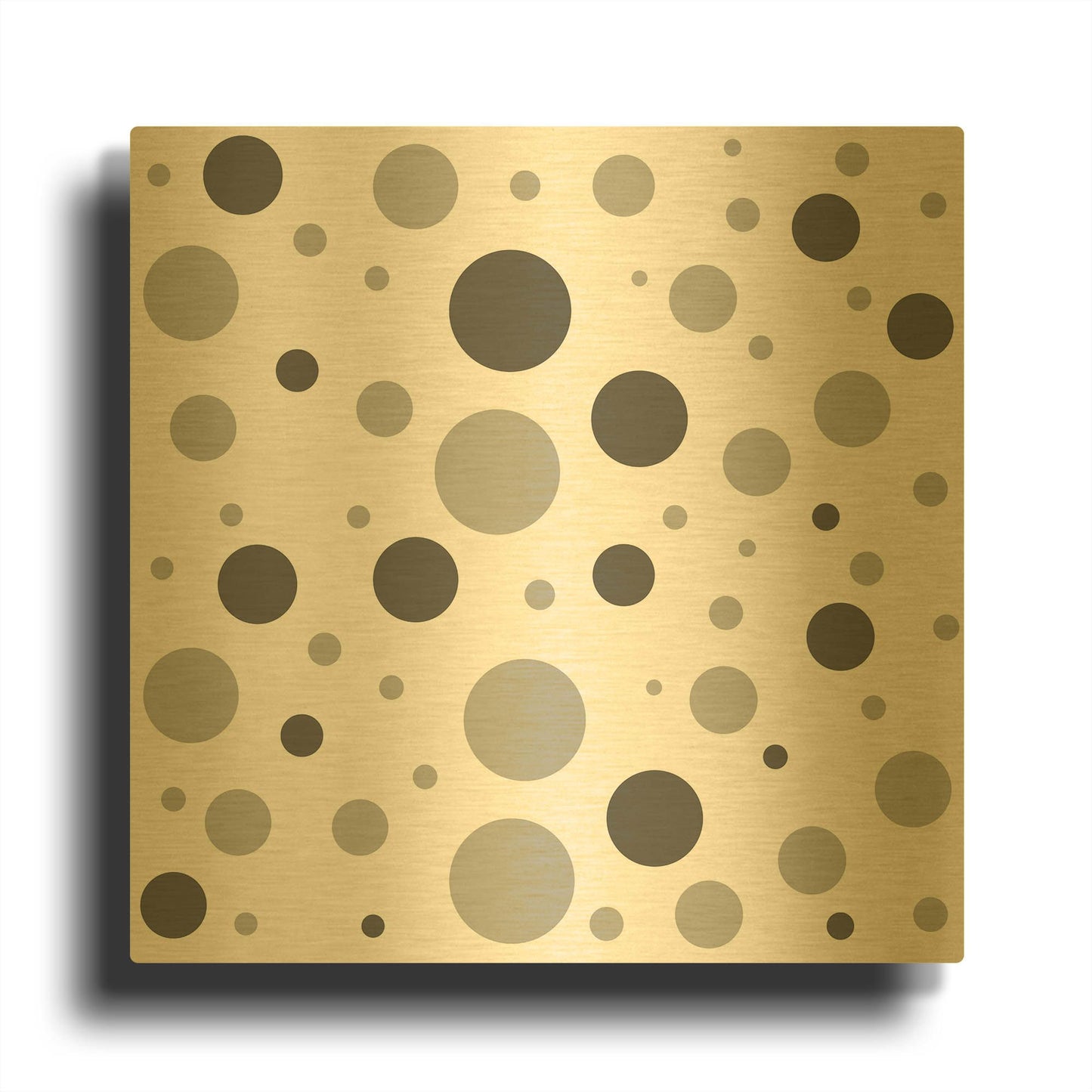 'Fade To Grey Dark And Light Grey Dots' By Sabrina Balbuena Gold Metal Wall Art