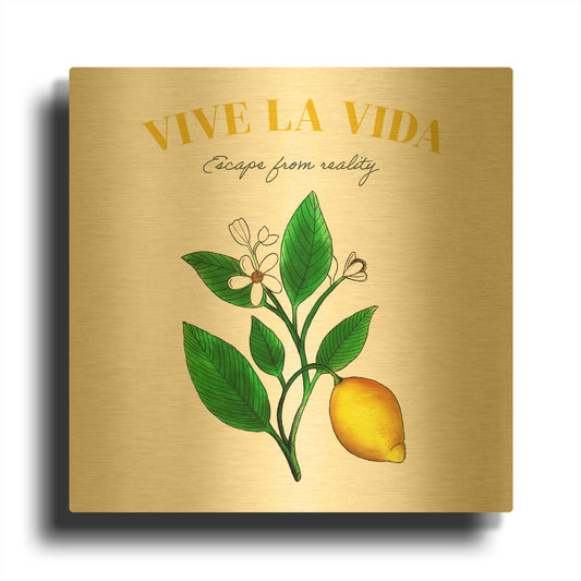 'Illuminating Lemon And Positive Phrase 2' By Sabrina Balbuena Gold Metal Wall Art