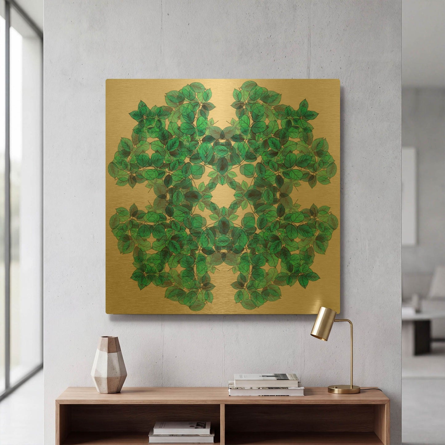 'Nature And Outdoor Green Leaves' By Sabrina Balbuena Gold Metal Wall Art
