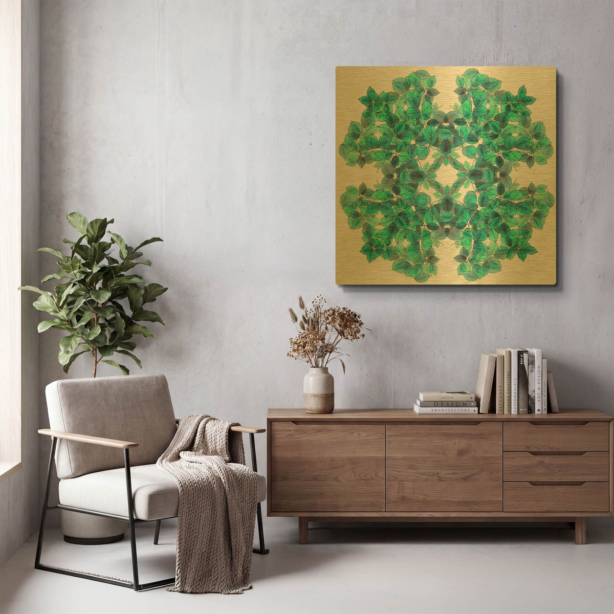 'Nature And Outdoor Green Leaves' By Sabrina Balbuena Gold Metal Wall Art