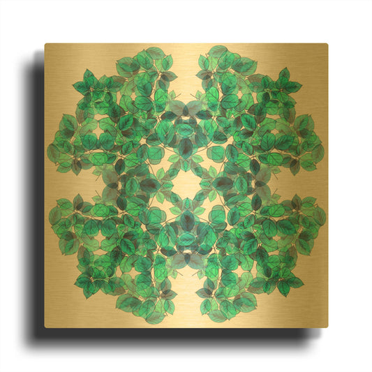 'Nature And Outdoor Green Leaves' By Sabrina Balbuena Gold Metal Wall Art