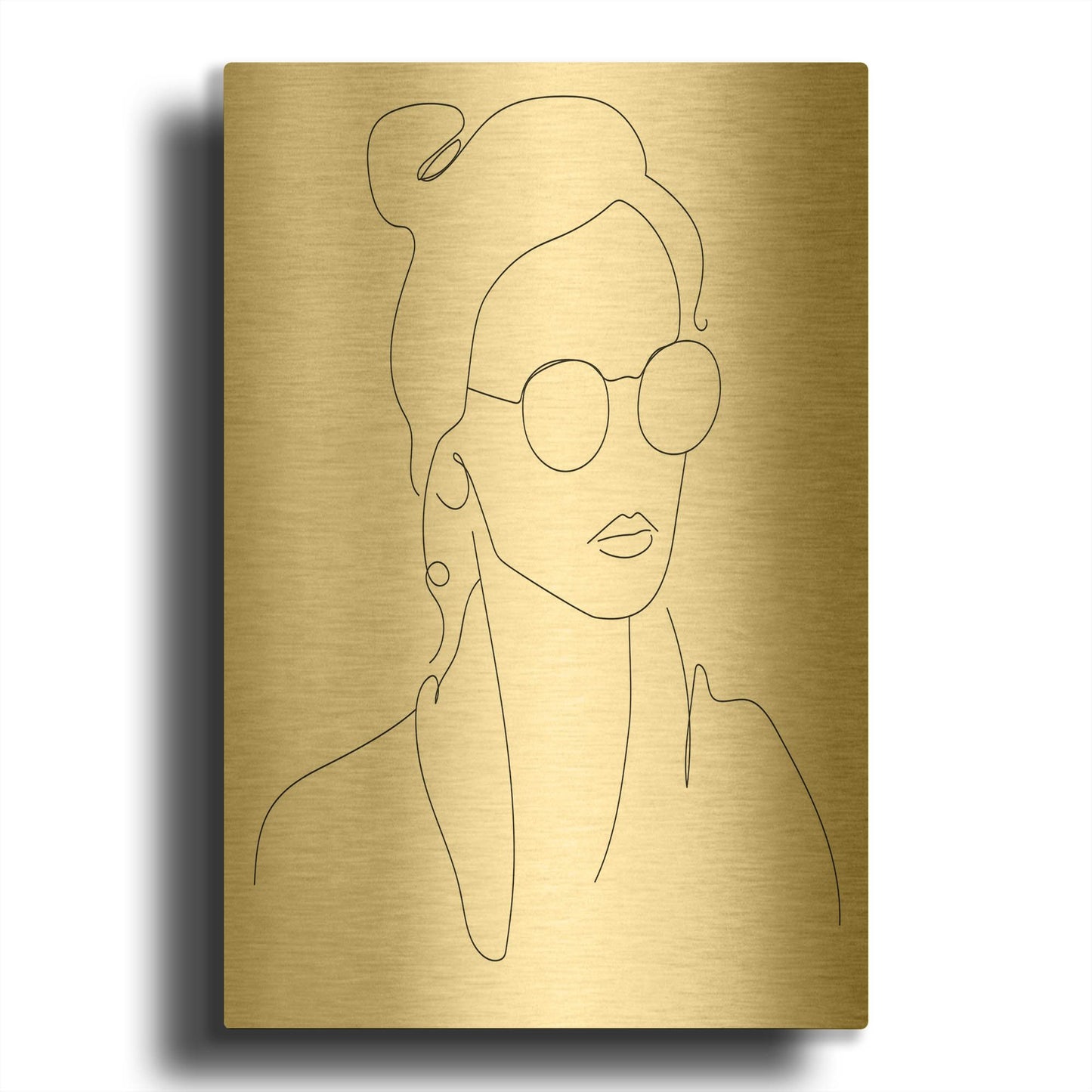 'Sun Glasses Girl' By Sabrina Balbuena Gold Metal Wall Art