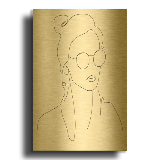 'Sun Glasses Girl' By Sabrina Balbuena Gold Metal Wall Art