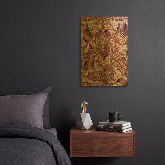 'Colourful Abstract Brown Earth Fluctuation' By Sabrina Balbuena Gold Metal Wall Art