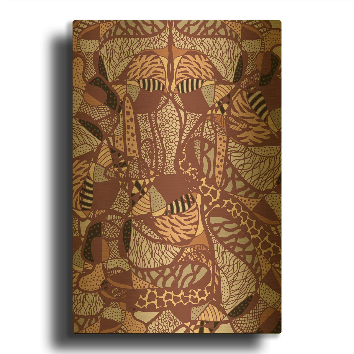 'Colourful Abstract Brown Earth Fluctuation' By Sabrina Balbuena Gold Metal Wall Art