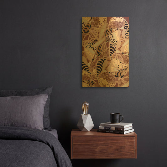 'Colourful Abstract Earth Fluctuation' By Sabrina Balbuena Gold Metal Wall Art