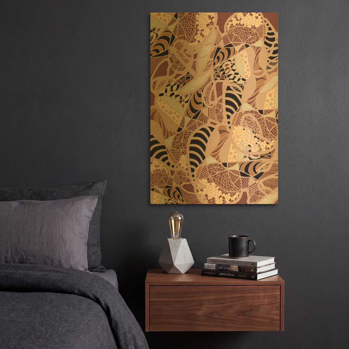 'Colourful Abstract Earth Fluctuation' By Sabrina Balbuena Gold Metal Wall Art