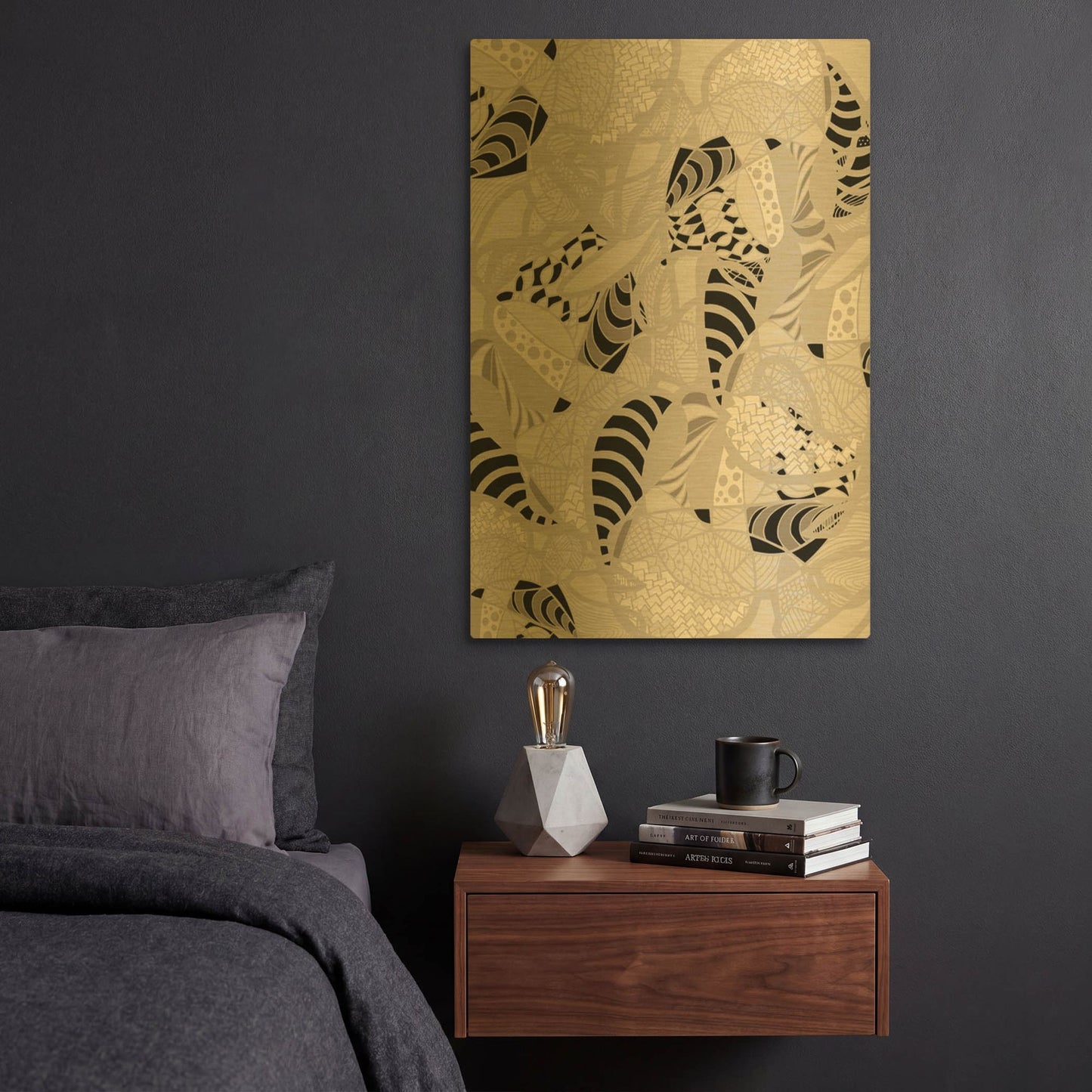 'Colourful Abstract Neutral Earth Fluctuation 2' By Sabrina Balbuena Gold Metal Wall Art