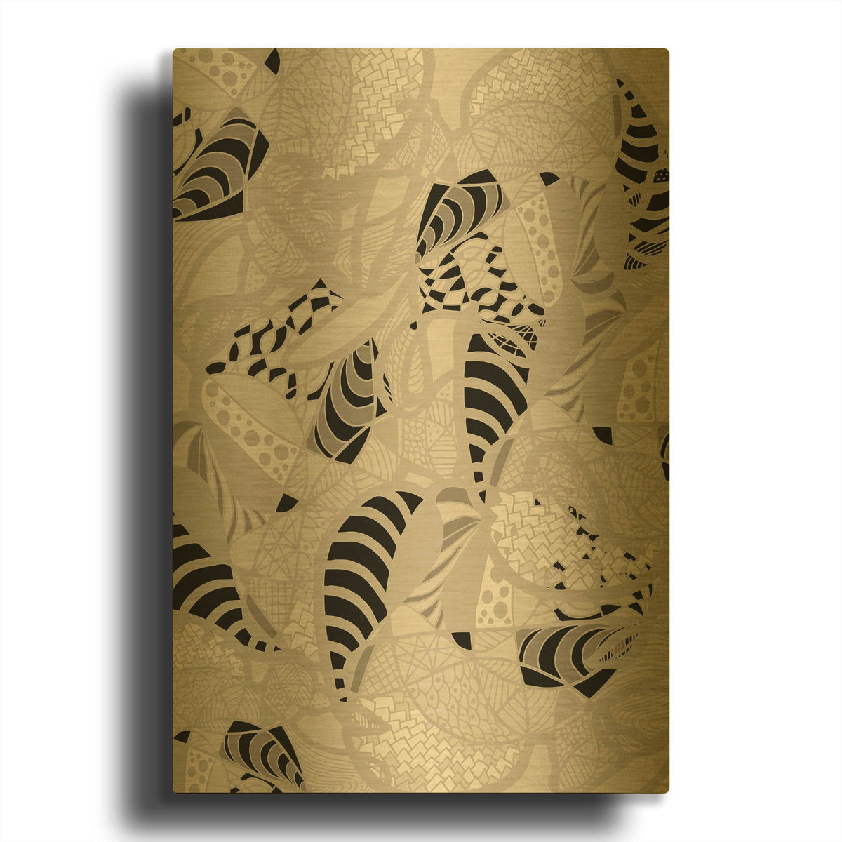 'Colourful Abstract Neutral Earth Fluctuation 2' By Sabrina Balbuena Gold Metal Wall Art