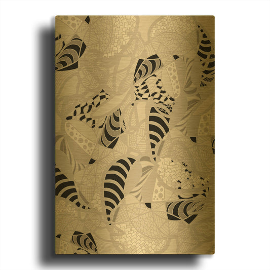 'Colourful Abstract Neutral Earth Fluctuation 2' By Sabrina Balbuena Gold Metal Wall Art