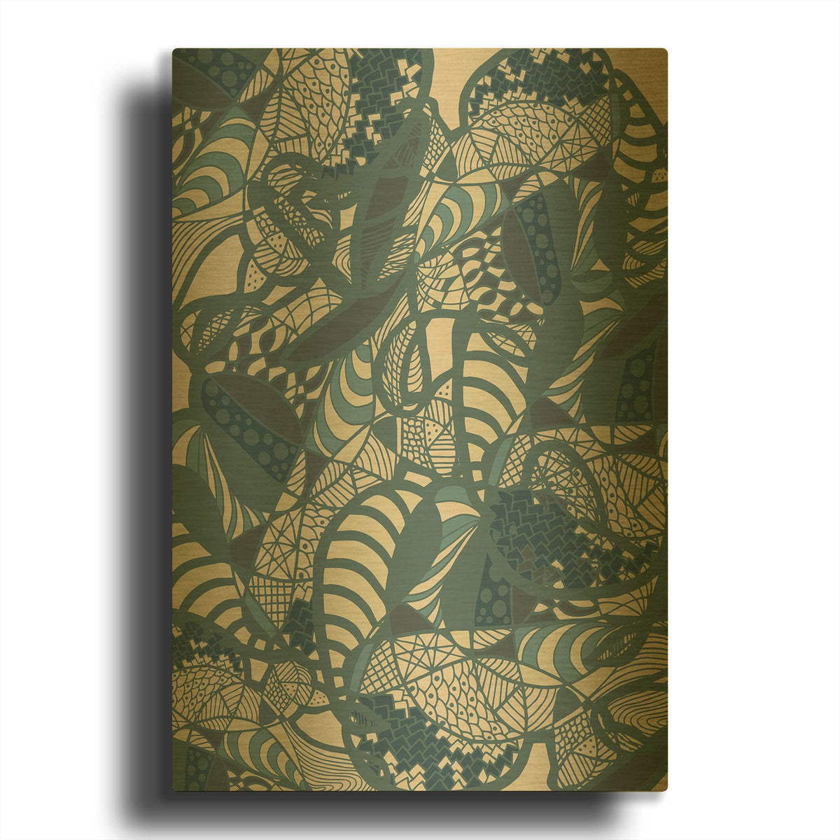 'Colourful Abstract Blue Earth Fluctuation 2' By Sabrina Balbuena Gold Metal Wall Art