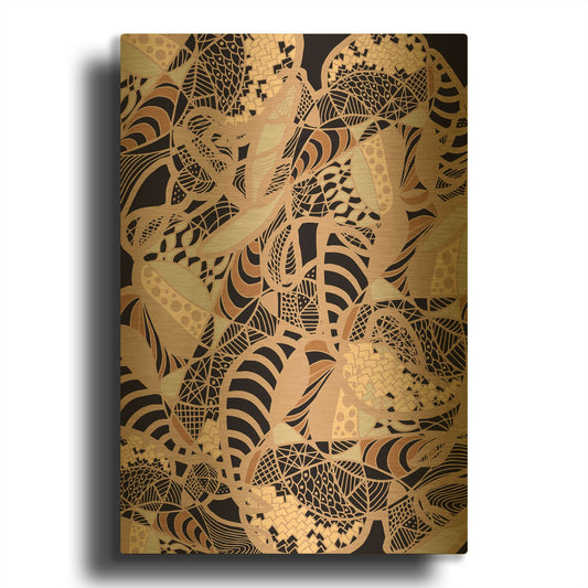 'Colourful Abstract Black Earth Fluctuation' By Sabrina Balbuena Gold Metal Wall Art