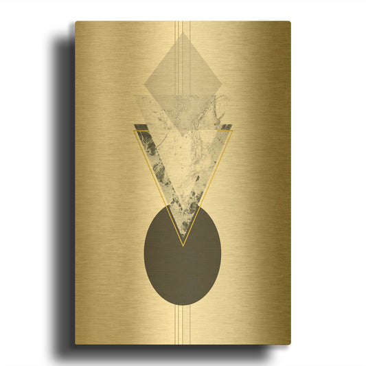 'Deco Grey Marble Triangle' By Sabrina Balbuena Gold Metal Wall Art