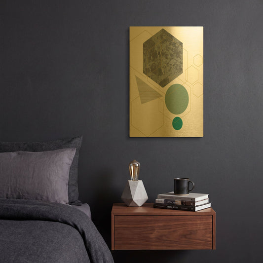 'Deco Grey Marbleon' By Sabrina Balbuena Gold Metal Wall Art