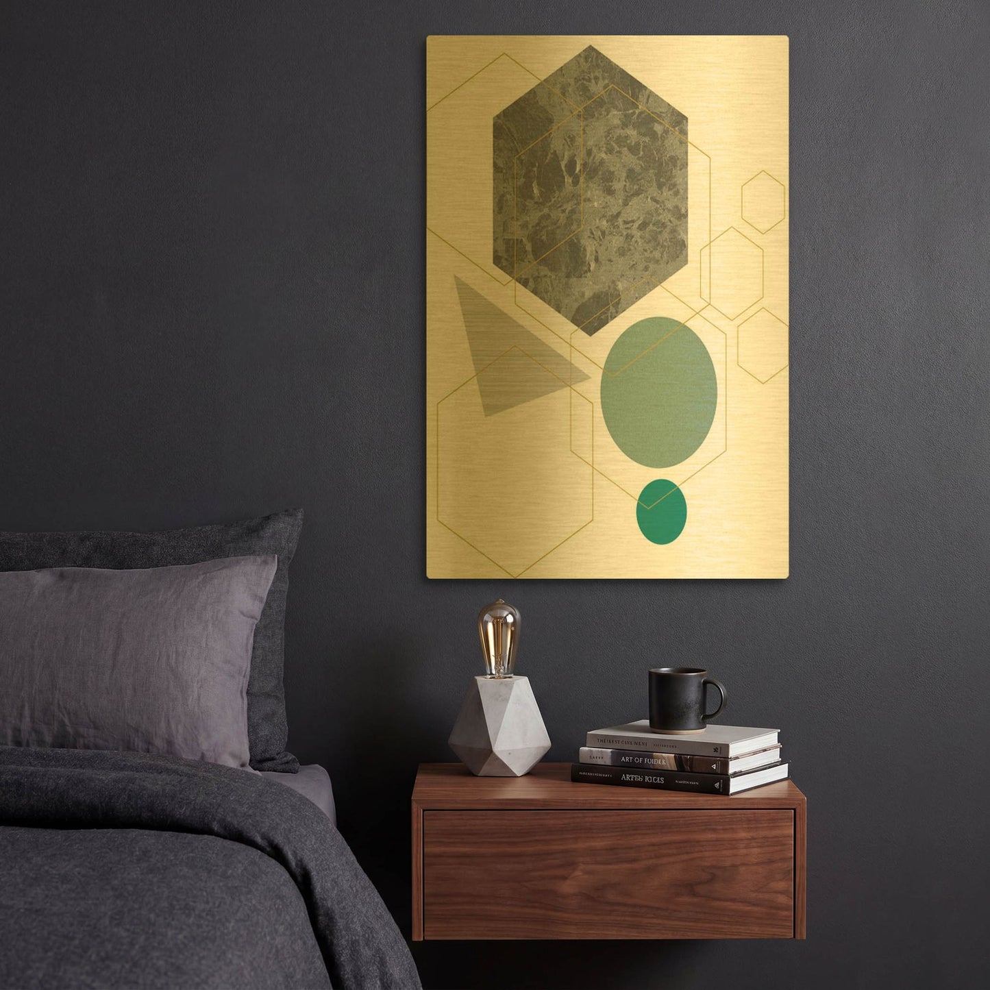 'Deco Grey Marbleon' By Sabrina Balbuena Gold Metal Wall Art