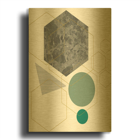 'Deco Grey Marbleon' By Sabrina Balbuena Gold Metal Wall Art