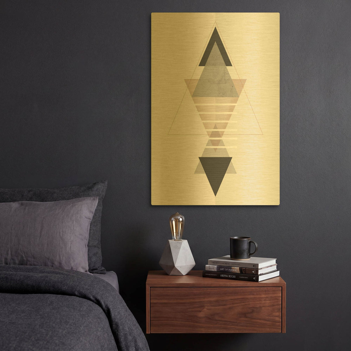'Deco Triangles' By Sabrina Balbuena Gold Metal Wall Art
