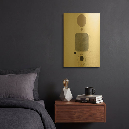 'Deco Squares' By Sabrina Balbuena Gold Metal Wall Art