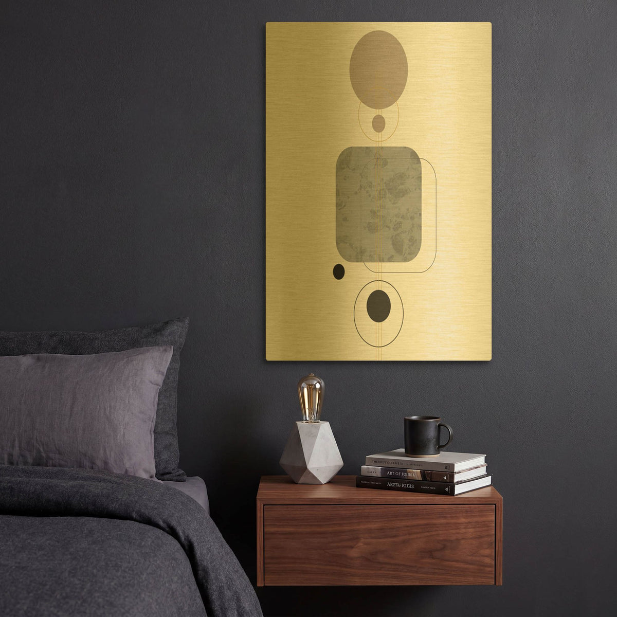 'Deco Squares' By Sabrina Balbuena Gold Metal Wall Art