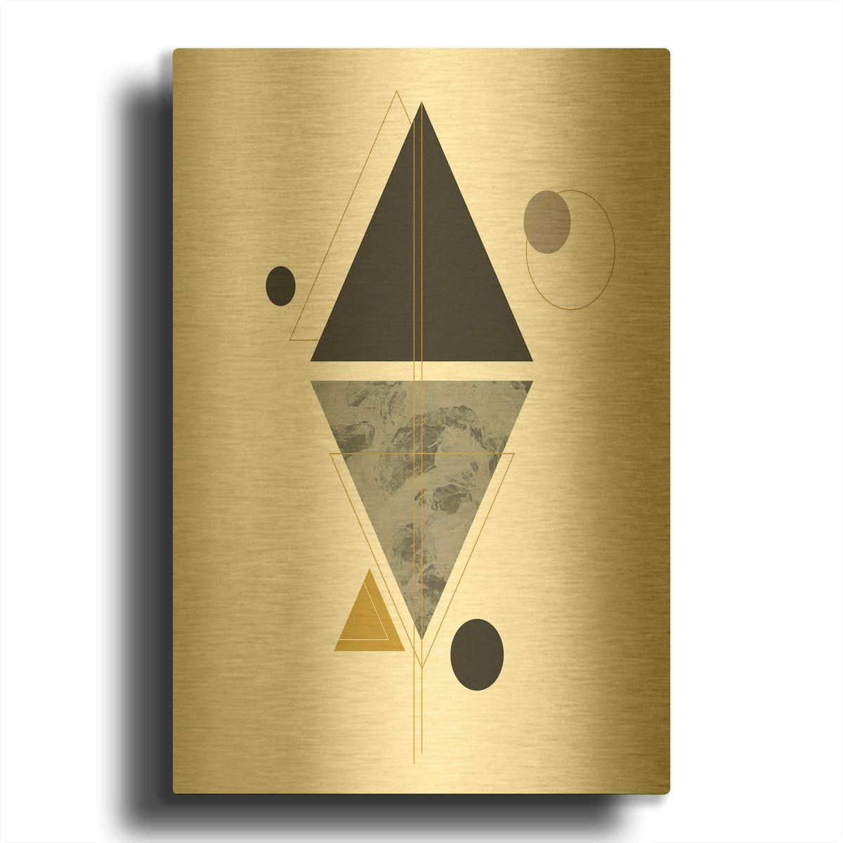 'Deco Black Triangle' By Sabrina Balbuena Gold Metal Wall Art