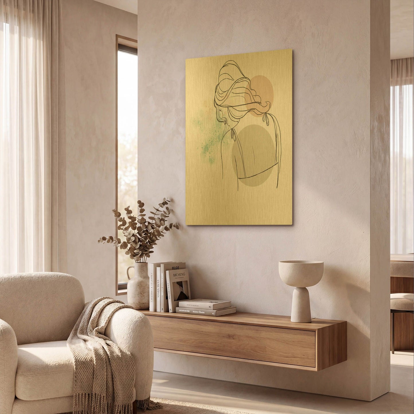 'Meditating Woman' By Sabrina Balbuena Gold Metal Wall Art