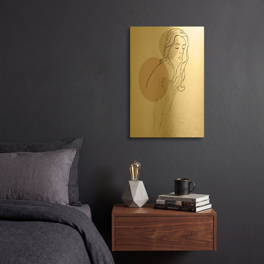 'Woman Fashion Portrait' By Sabrina Balbuena Gold Metal Wall Art
