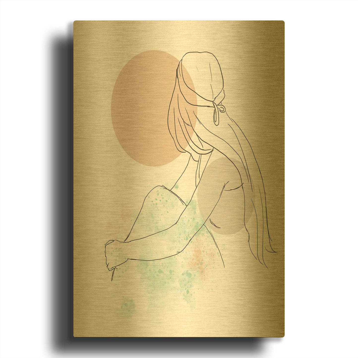 'Woman At The Sunset' By Sabrina Balbuena Gold Metal Wall Art
