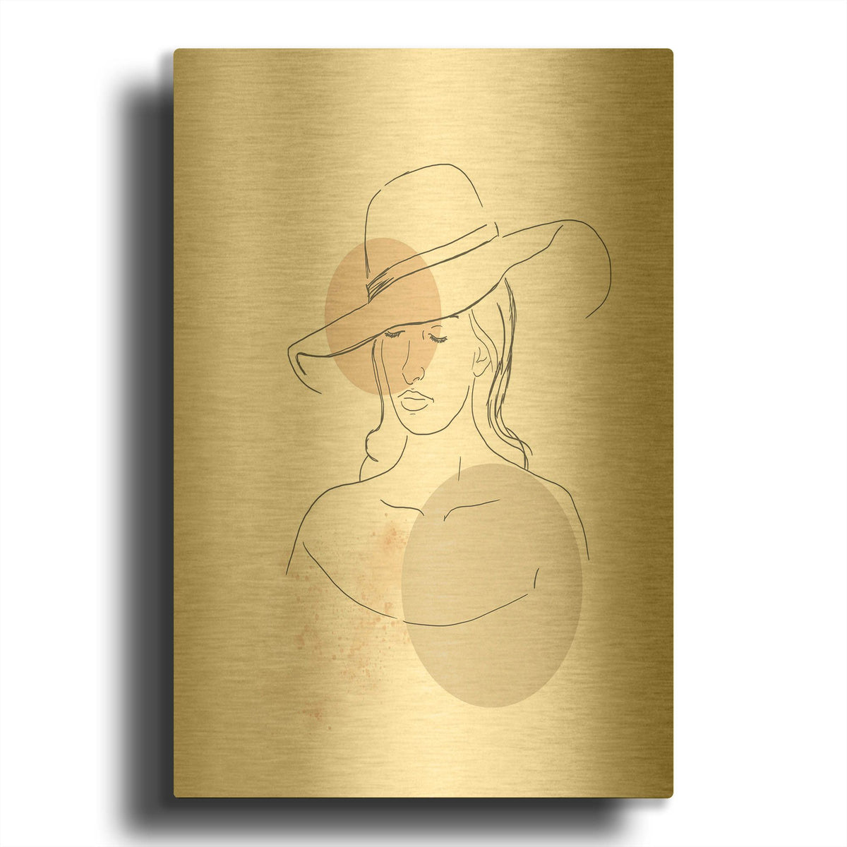 'Woman With Hat' By Sabrina Balbuena Gold Metal Wall Art